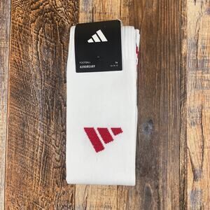 Adidas Men's Medium White Red Polyester Cotton Elastane Aeroready23 Soccer Socks